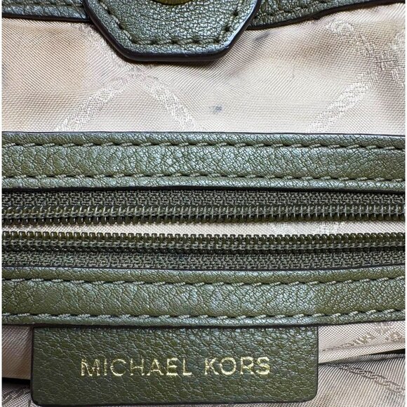 MICHAEL KORS Brooklyn Olive Pebble Leather Satchel with Crossing Body Strap - Picture 2 of 10